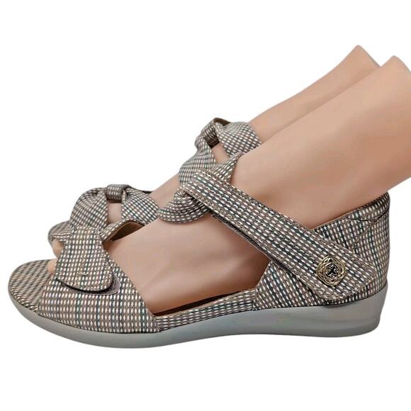 Ziera Doxie Sandals Women's EU 41 W US 10.5 Cross Strap Leather Neutral Print - Picture 2 of 16